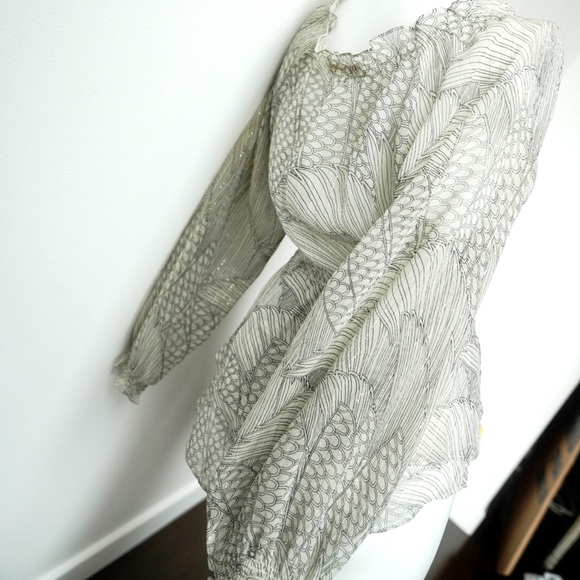 REBECCA TAYLOR Gold Threaded Chiffon Blouse with camisole, Size 0 X-Small - Picture 8 of 8